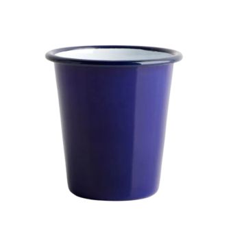 Blue Enamel Tumbler 8cm - with White Rim
