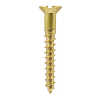 Timco 10 x 2 Slotted Brass Woodscrews - Box Of 100