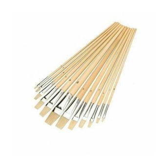 12 Piece Jumbo Artist Paint Brush Set - Flat Head