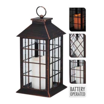 Bronze Candle Lantern 28cm - LED