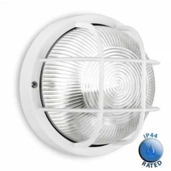 Round Bulkhead Fitting IP44 max 60W white - ES Fitting