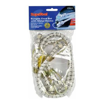 Supatool Bungee Cord Set With Metal Hooks - 600 x 12mm