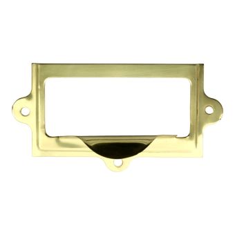 Card / Label Frame With Pull - Polished Brass