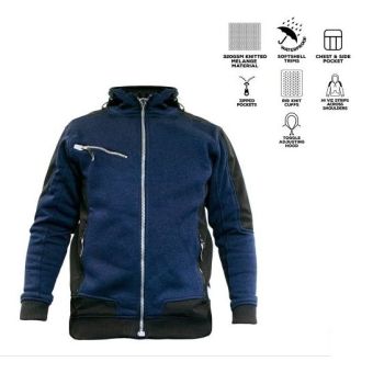 Cargo Action Zip Up Hoodie - Black and Navy XL