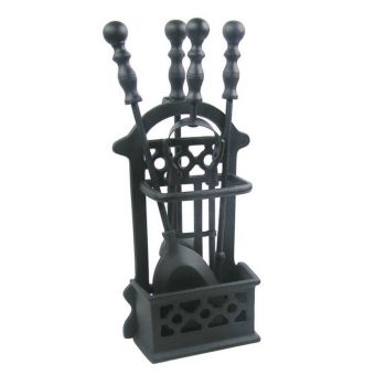 Castle Living 5-Piece Black Fireplace Companion Set – Elegant, Durable & Functional