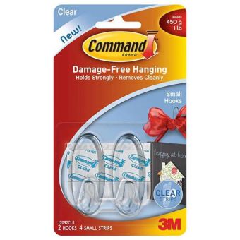 Command Small Clear Hooks with Clear Strips