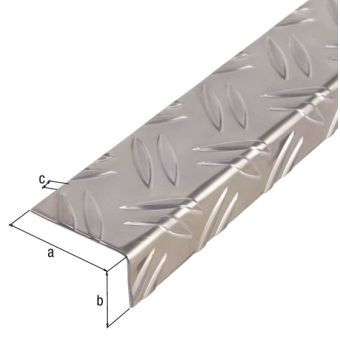 Aluminium Checker Plate Angle Profile - 53.6 x 29.5 x 1.5mm