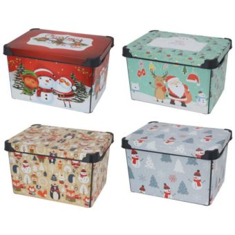 Christmas Themed Storage Box with Lid - 22L