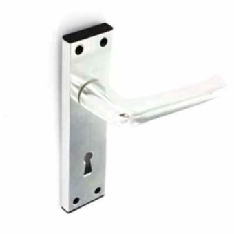 Securit Aluminium Lock Handles Bright (Pair) 150mm Metal + Plastic