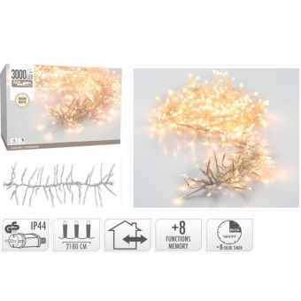 Classic Christmas Cluster 3000 LED Warm White Plug in Lights - 15m
