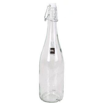 Clear Glass Bottle with Hermetic Stopper Mechanism – 750ml