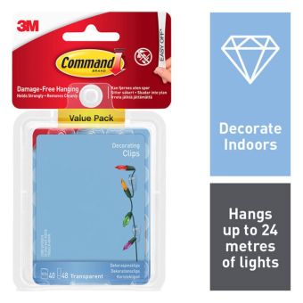 Command Clear Decorating Clips with Damage Free Clear Strips - Value 40 Pack
