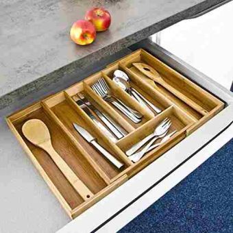 Adjustable Bamboo Cutlery Tray Set