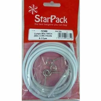 Curtain Wire 150cm (60") With 2 X Hook/Eyes