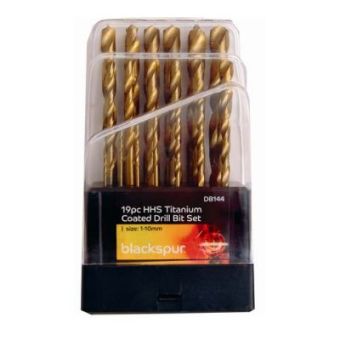 19 Piece Titanium Coated Drill Bit Set