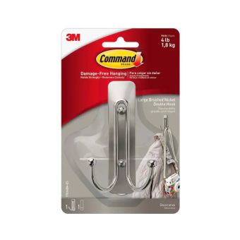 Command™ Brushed Nickel Double Hook - Large - (4lb) 1.8kg