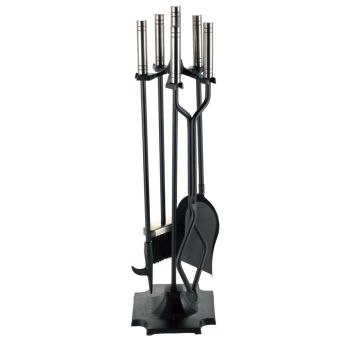 De Vielle 5 Piece Contemporary Companion Set Black Pewter