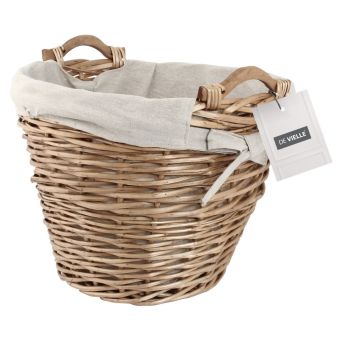 De Vielle Premium Heavy Duty Linned Large Round Basket (Square Willow)