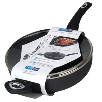 Diamond Non Stick Deep Fry Pan With Glass Lid - 28cm