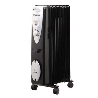 De Vielle Classic Black 1500w 7 Fin Oil Fill Radiator
