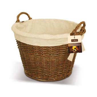 Natural Wicker Round Basket with Canvas Liner