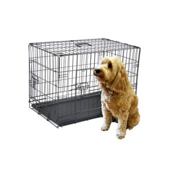 30” Double Door Folding Metal Dog Crate - Medium