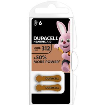 Duracell Hearing Aid Battery 312 PR41 - 6 pieces