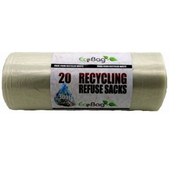 Ecobag Recycling Clear Refuse Sacks 100L - 20 Pack