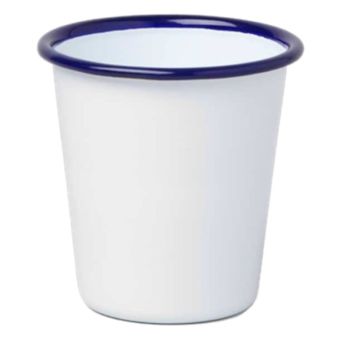 Enamel Tumbler 8cm - White Blue Rim