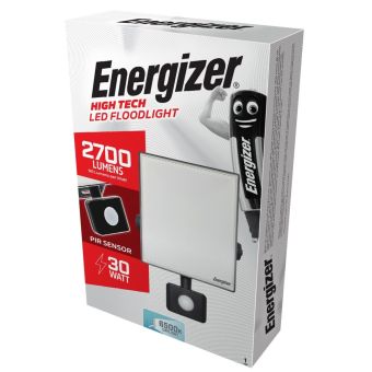 Energizer 30W LED Floodlight with PIR Sensor - 2700 Lumens, IP44 Rated