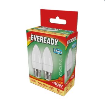 Eveready 5.2W (40W) E14 Led Candle 470 Lumens Twin Pack