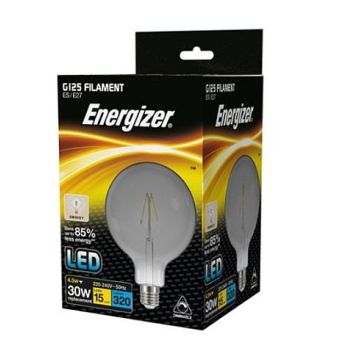 Energizer 4.5W (30W) E27 G125 Dimmable LED XL Globe Filament Smokey