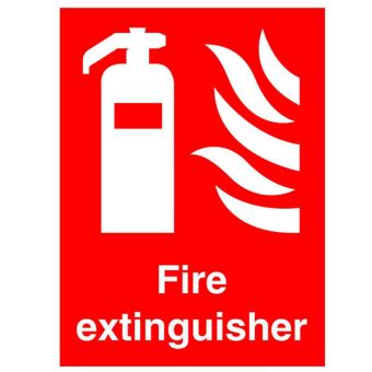 Red PVC Scripted Fire Extinguisher Sign - 200mmx300mm