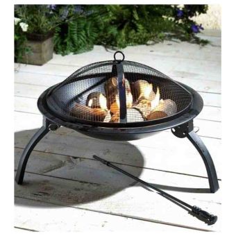 PAGODA Foldable Fire Pit / BBQ With Mesh Lid
