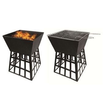 Outdoor Fire Pit with BBQ Grill – 48 x 33cm