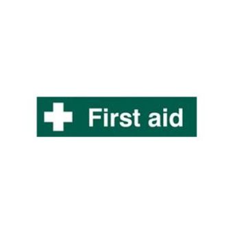 Green PVC First Aid Sign - 200mm x 50mm