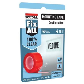 Fix ALL Mounting Tape Clear - Ultra-Strong Double-Sided Adhesive for Transparent Materials