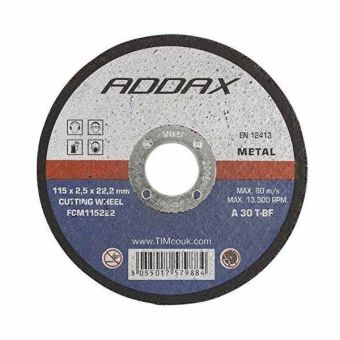 Bonded Abrasive Flat Cutting Wheel 115 mm x 2.5 mm x 22.2 mm - For Metal
