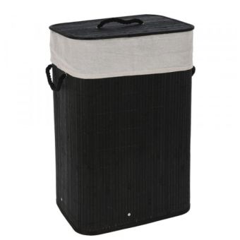 Foldable Bamboo Laundry Basket - Black