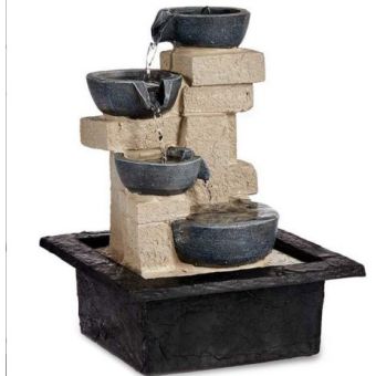 Resin Fountain With Wide Tray - 4 Teapot