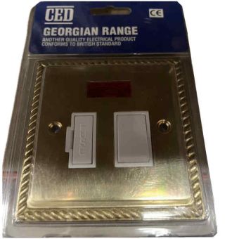 Georgian Brass Fused Spur Switch - With White Inserts