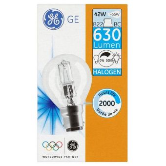 GE Energy Saving Halogen 42W (60W Equivelant) GLS Bayonet Cap B22/ BC Light Bulb