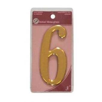 Gold Effect Numeral 6 - 75mm
