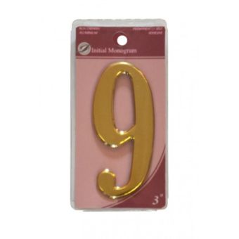 Gold Effect Numeral 9 - 75mm
