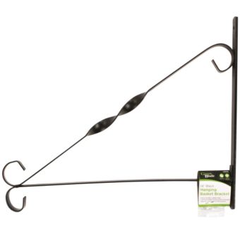 Green Blade 14" Black Hanging Basket Bracket – Sturdy Wall-Mounted Support for Baskets, Lanterns & Bird Feeders
