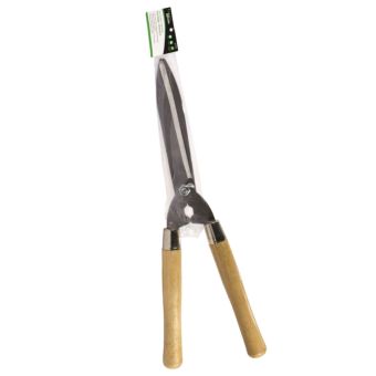 Green Blade Wooden Handle Hedge Shears with Heat-Treated Steel Blades – 50cm