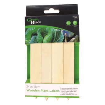 Green Blade Wooden Plant Labels 15cm - Pack of 24