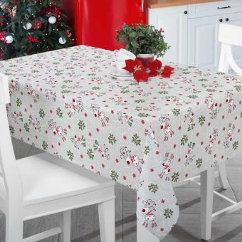 Grey reindeer Christmas Oilcloth - Price per metre