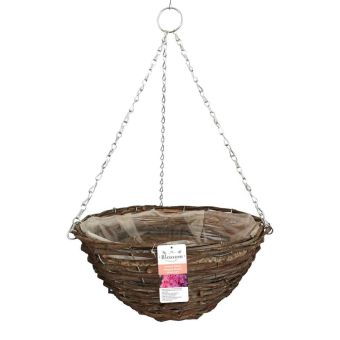 Blossom Natural Rattan Hanging Basket - 14"