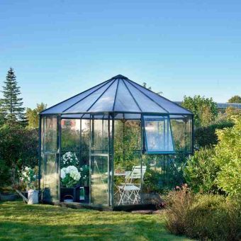 Halls Green Atrium Toughened Glass Greenhouse - 12' x 12'